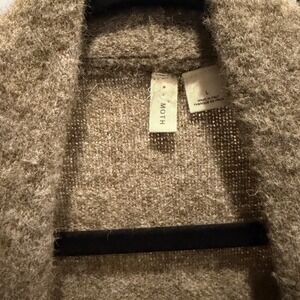 Moth Anthropologie long cardigan fuzzy brown L‎ made in Italy Wool Blend
